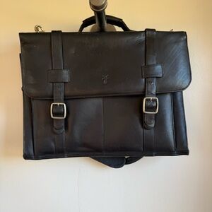 Vintage Frye Leather Laptop Briefcase Work Bag Attache Case Man Purse Black